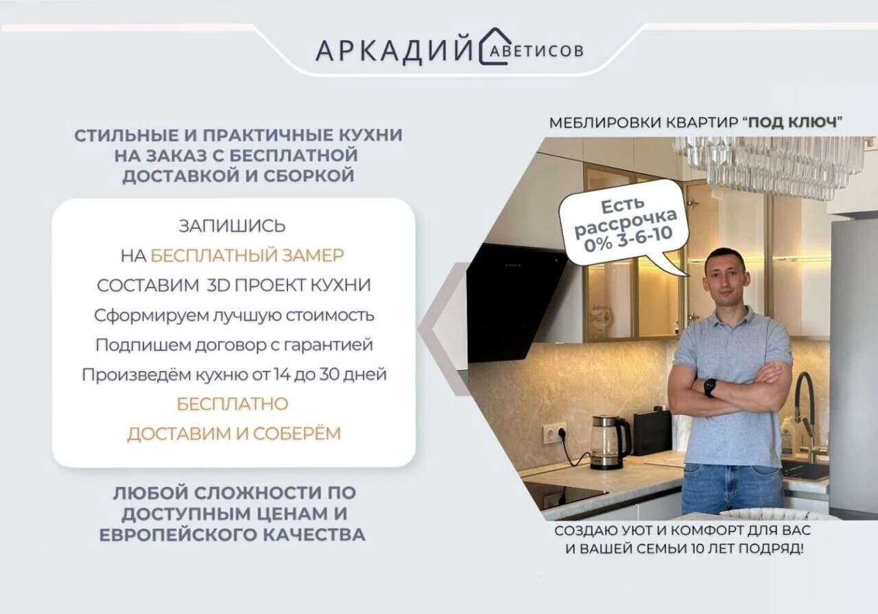 Кухня на заказ без ручек. Gola